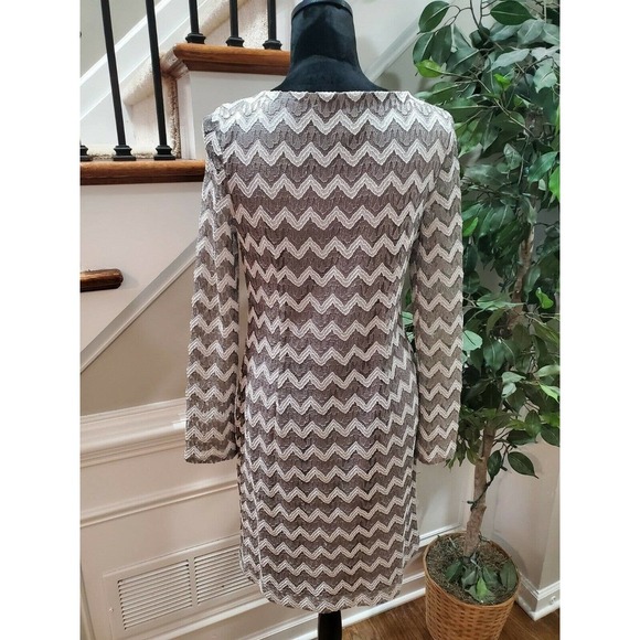 Jessica H Women's Gray Cotton Round Neck Long Sleeve Knee Length Dress Size 10 - Picture 8 of 11